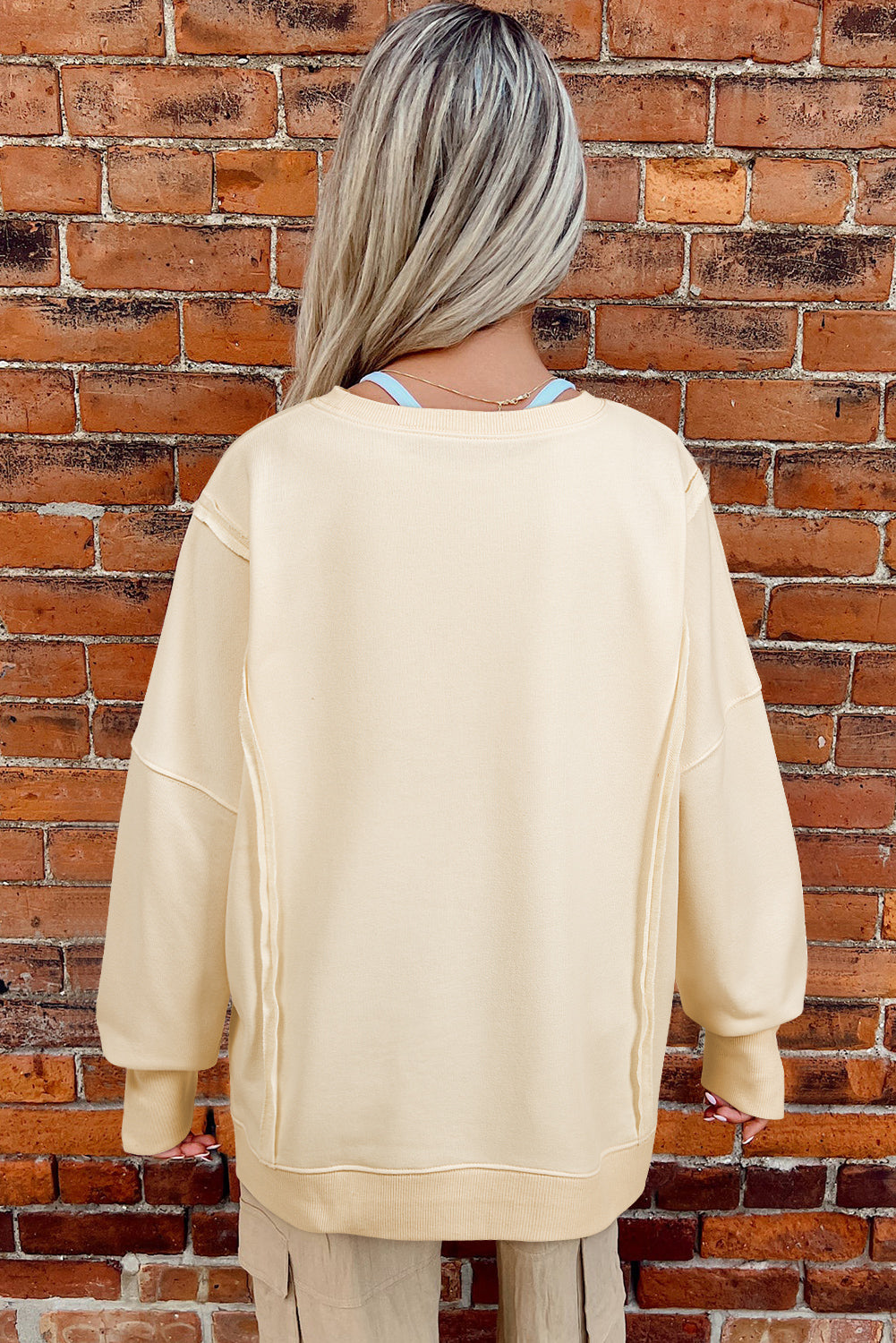 Sudadera oversize con gráfico LOVE PATCH de albaricoque