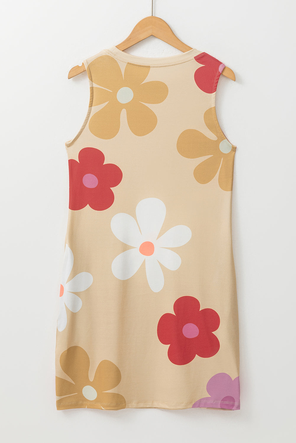 Vestido de tirantes con estampado de margaritas y flores color albaricoque