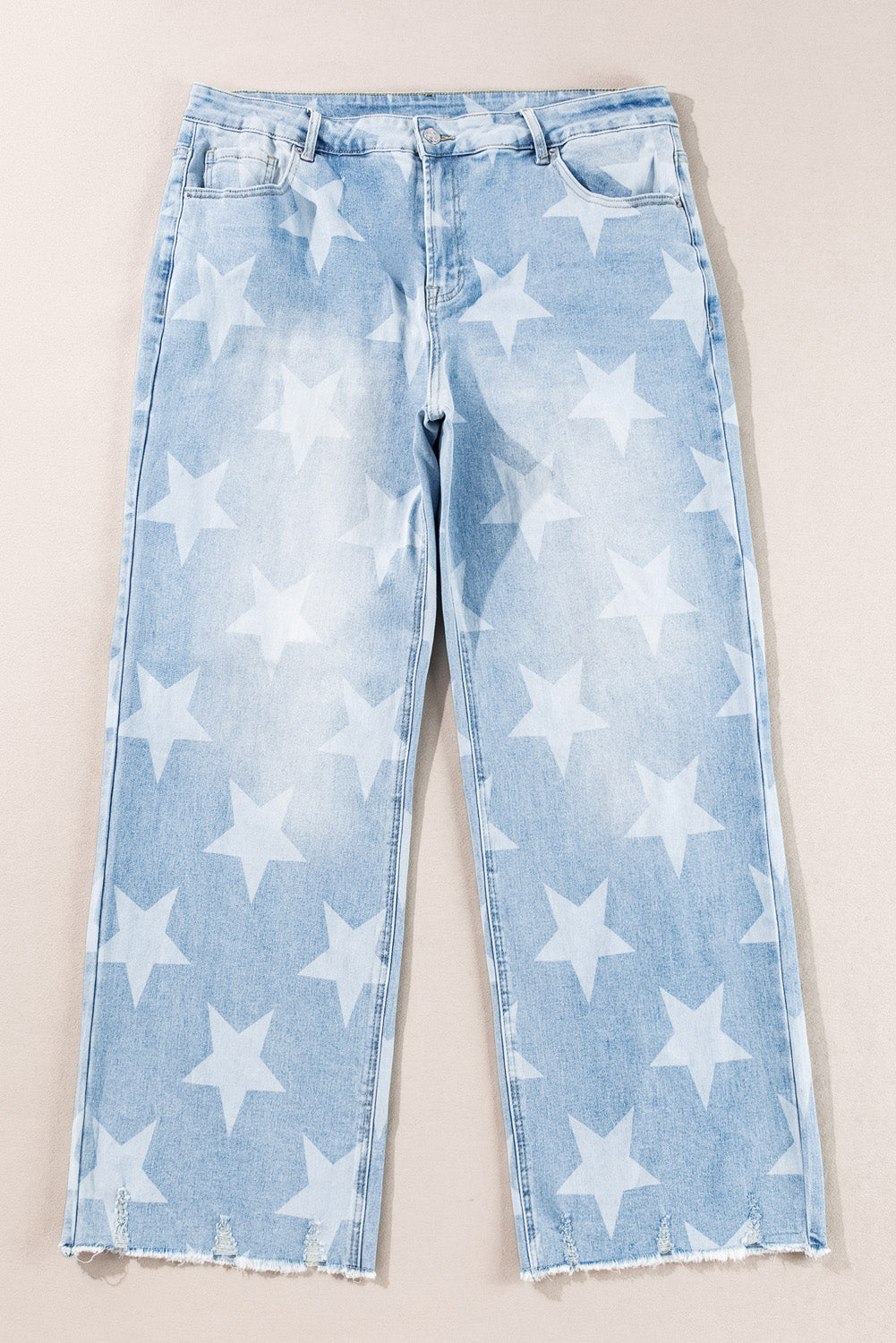 Vaqueros de talle alto con estampado de estrellas en color azul Beau en tallas grandes