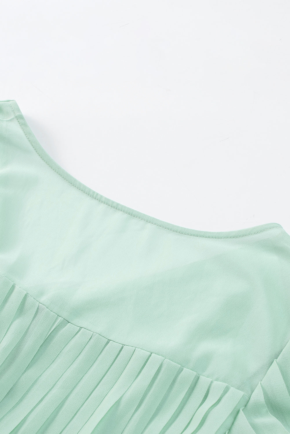 Green Pleated Ruffled Tie Waist Buttons V Neck Romper - Cute Flirty date