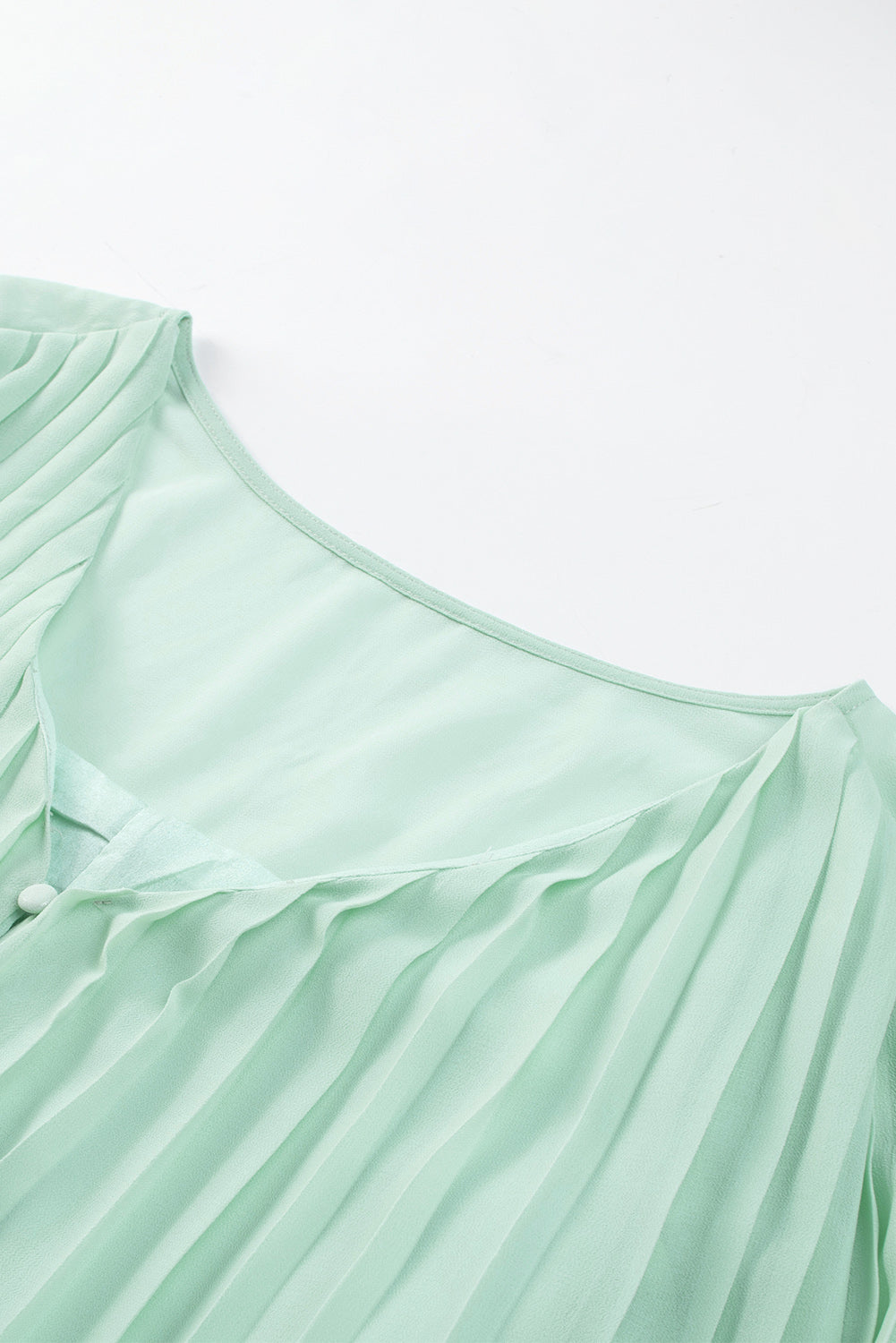 Green Pleated Ruffled Tie Waist Buttons V Neck Romper - Cute Flirty date