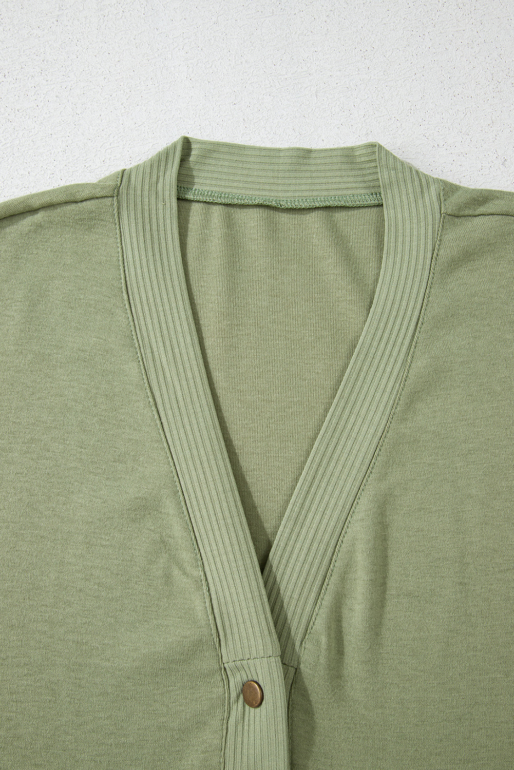 Green Plus Size Snap Buttons Front Knit Cardigan