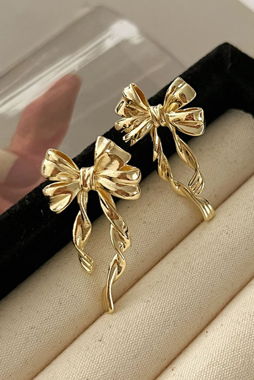 Gold Bow Knot Plated Alloy Stud Earrings