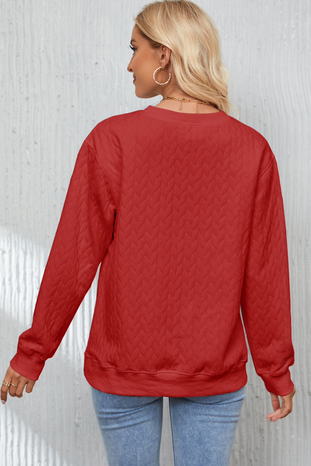 Racing Red Heart XOXO Chenille Embroidered Textured Sweatshirt