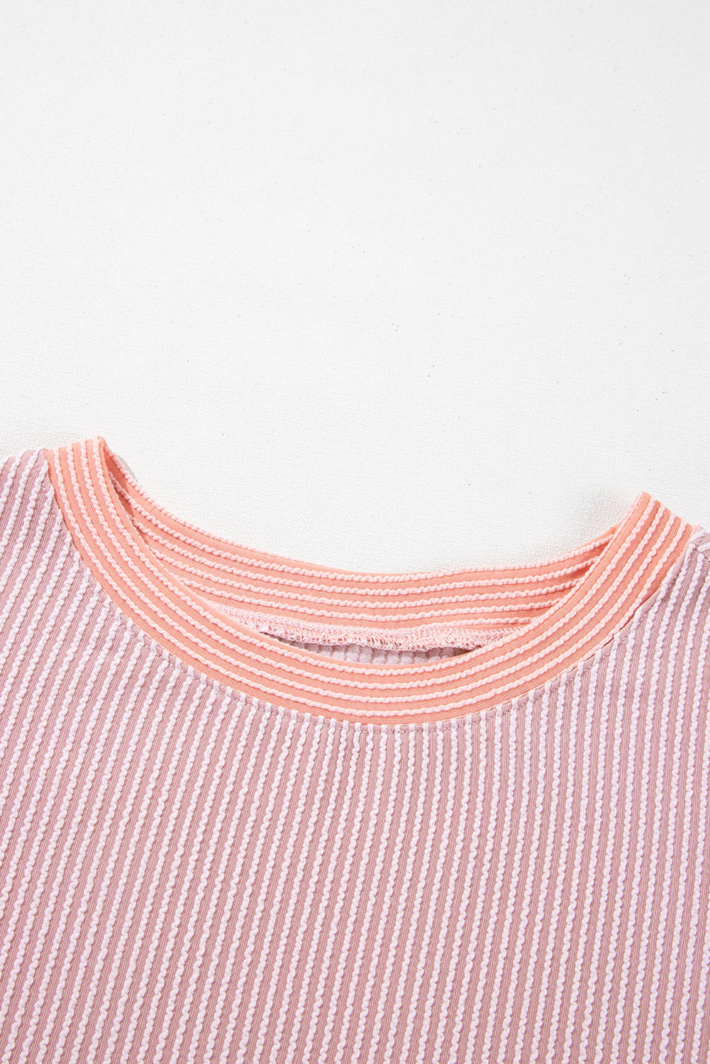 Rose Red Corded Colorblock Crewneck Tee