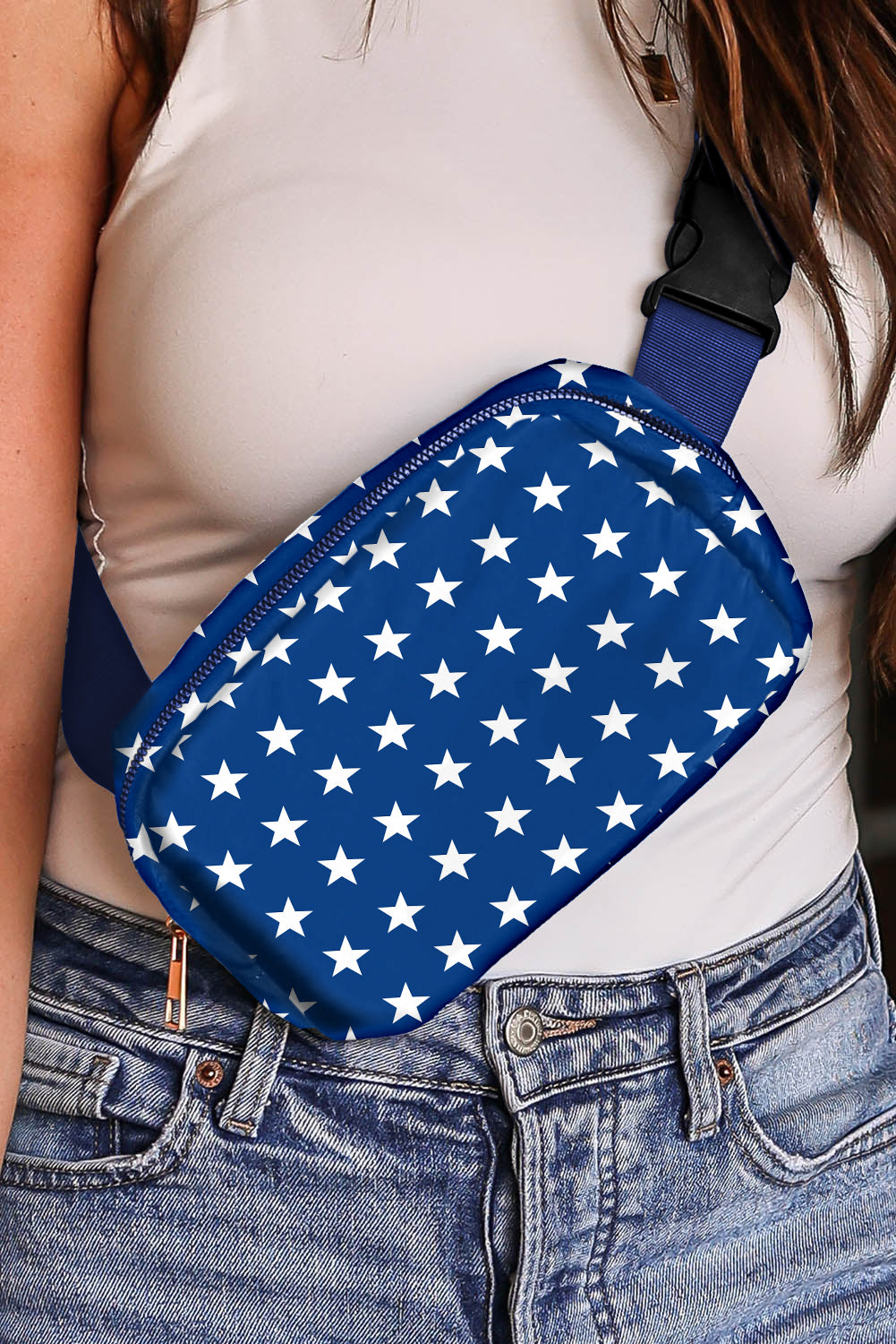 Bolso bandolera con estampado de estrellas y bandera del Día de la Independencia de Bluing