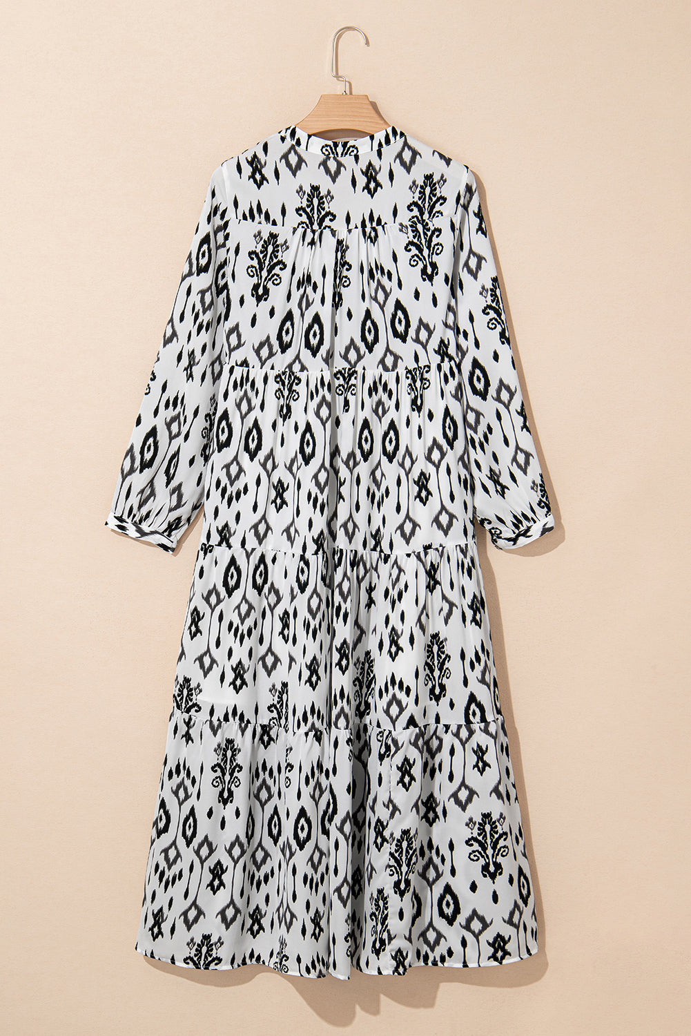 Black Western Abstract Geometric Printed Maxi Dress