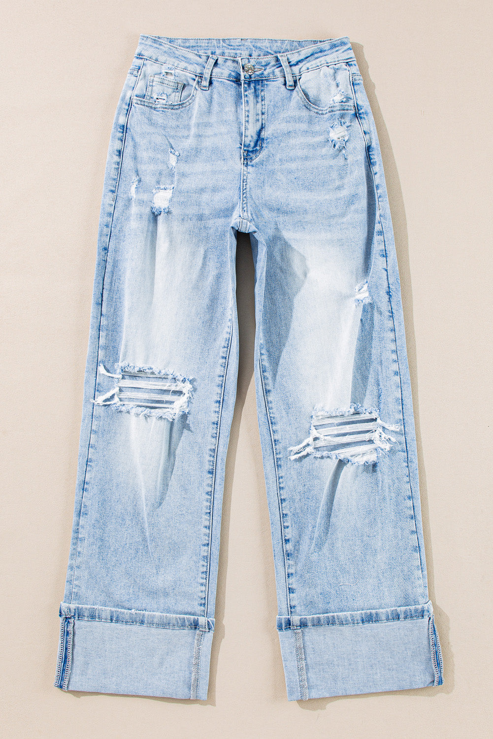 Beau Blue Light Wash Distressed Flare Jeans