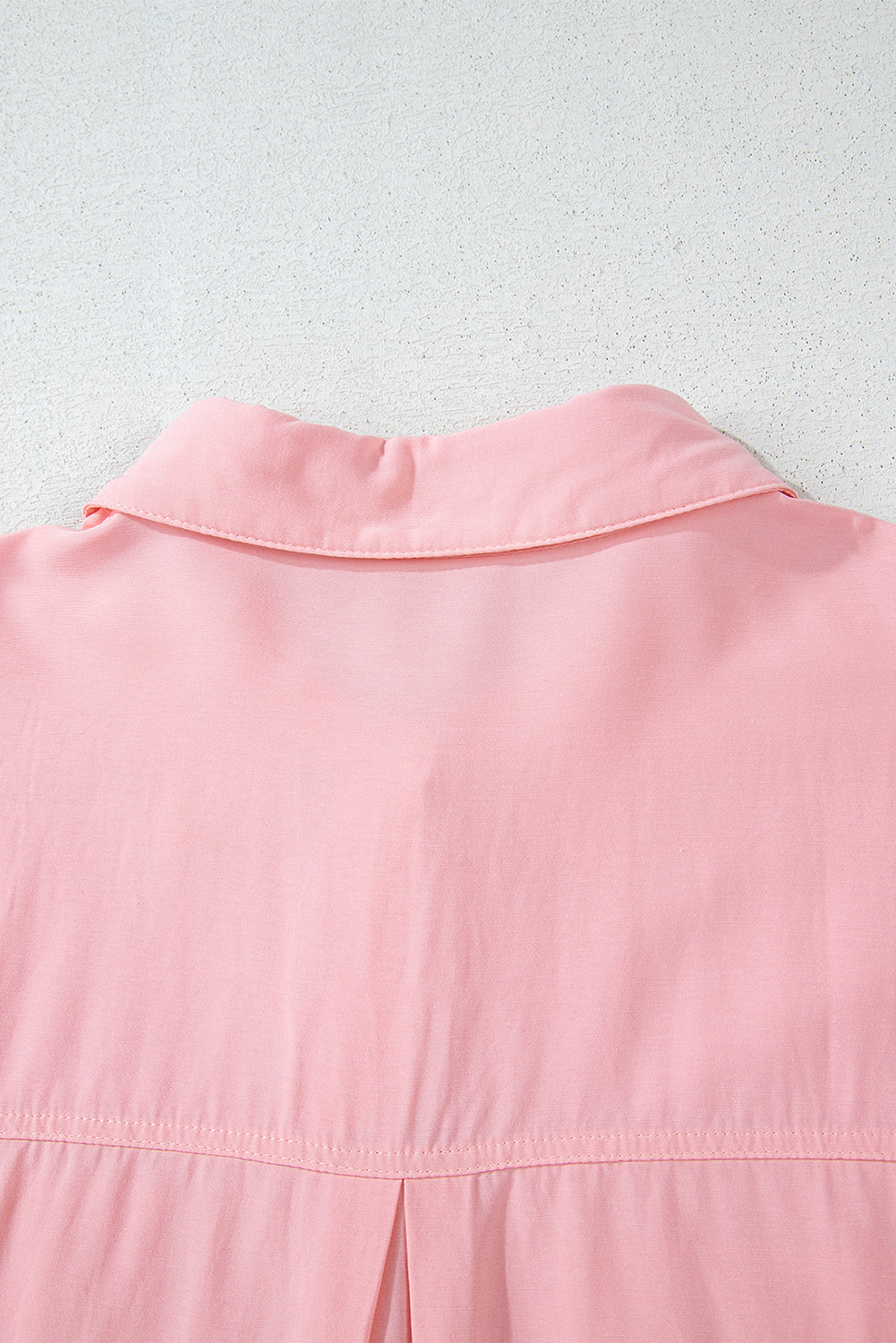 Pink Flap Pocket Tab Sleeve Button-Down Plus Size Shirt