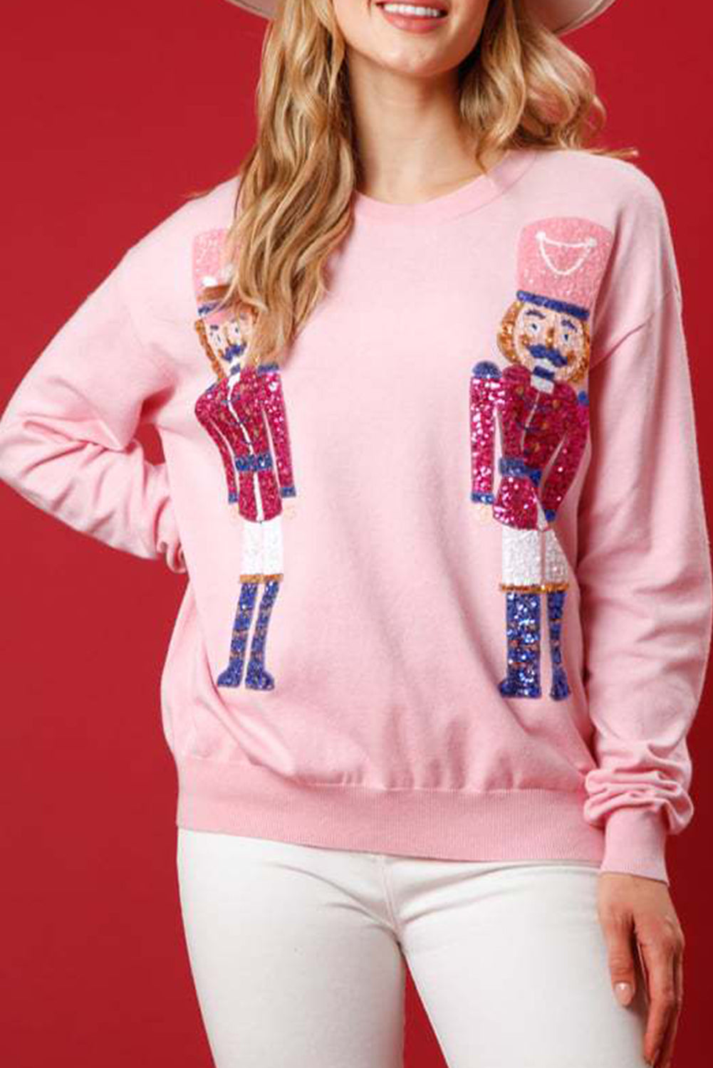 Pink Nutcracker Christmas Crew Neck Sweatshirt