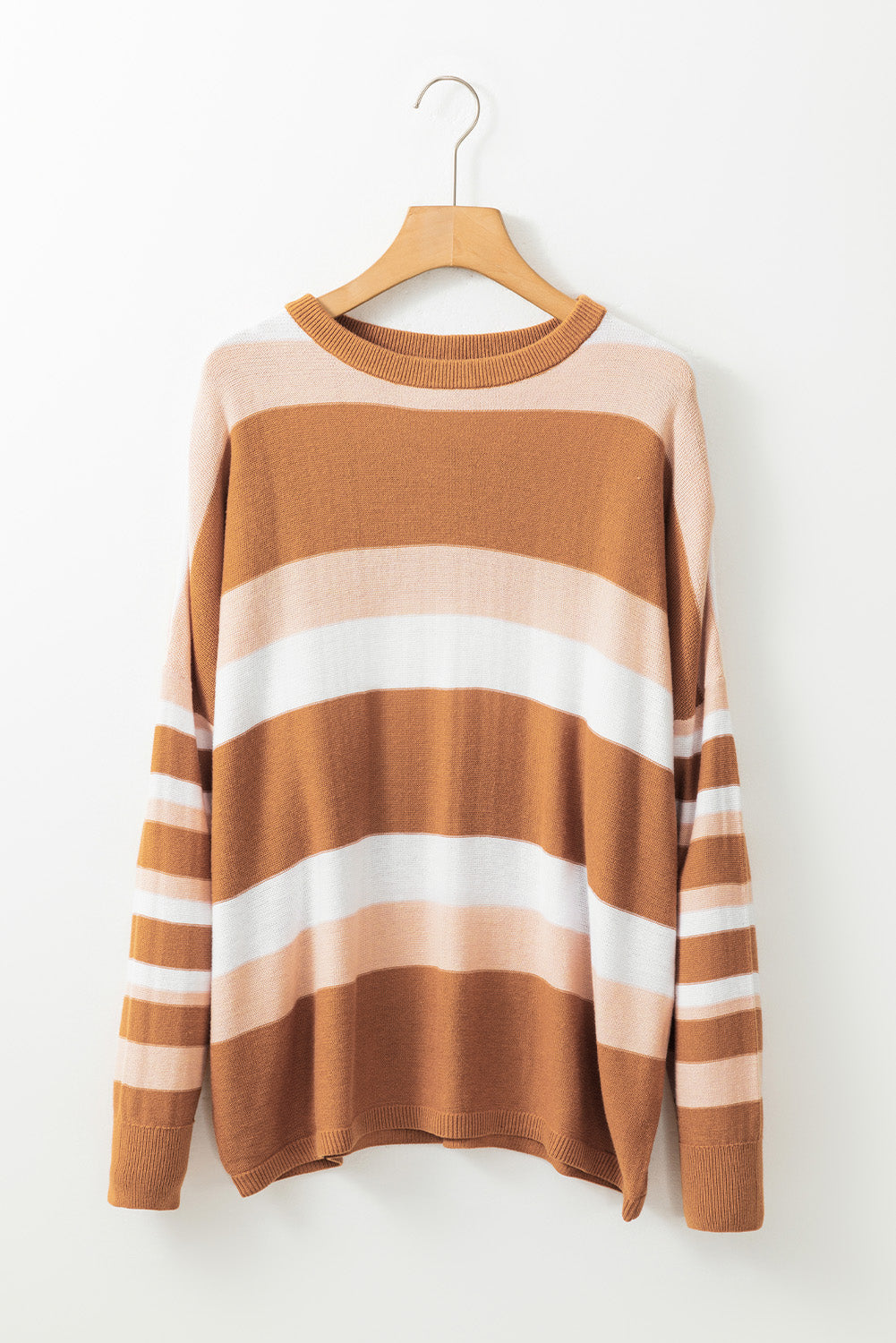 Multicolour Striped Knit Drop Shoulder Loose Sweater