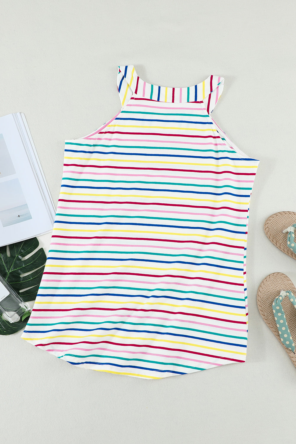 Colorful Striped Halter Tank Top