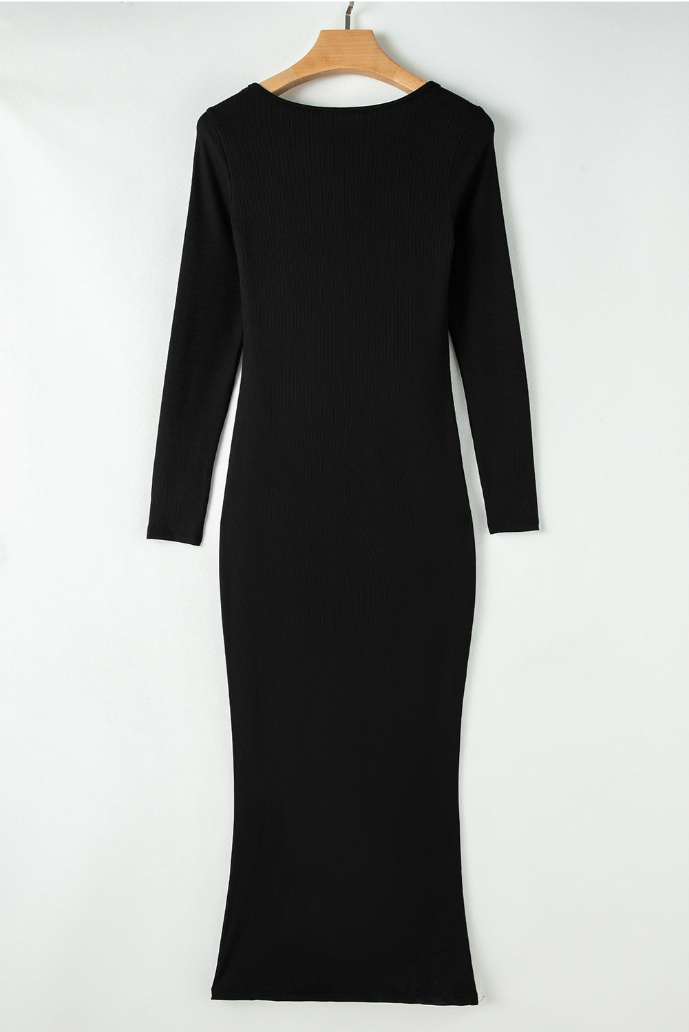 Black Long Sleeve Square Neck Maxi Bodycon Dress