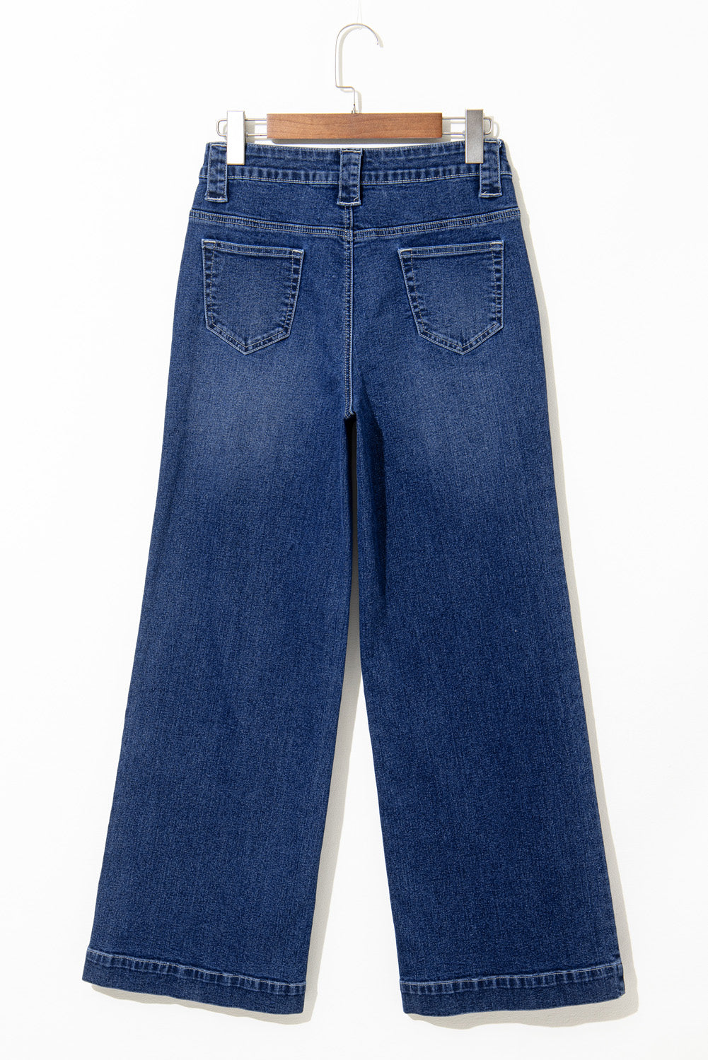 Sail Blue Wide Leg Pocketed High Waist Jeans