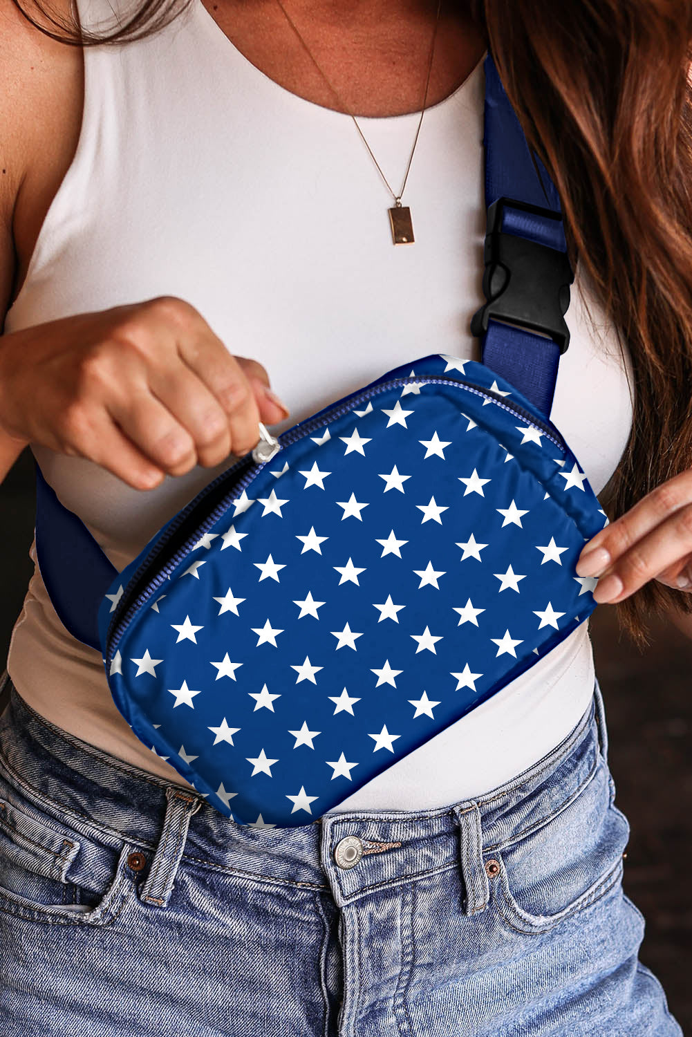 Bolso bandolera con estampado de estrellas y bandera del Día de la Independencia de Bluing