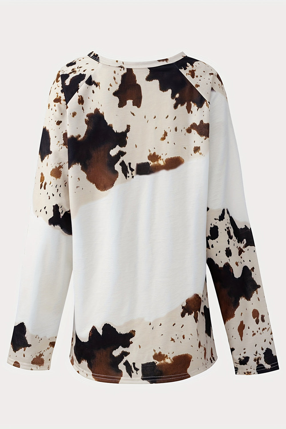 Brown Western Tie Dye Print Long Sleeve T Shirt