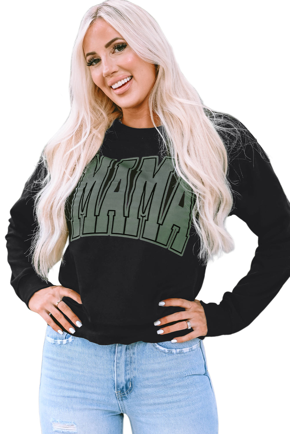 Black Mama Varsity Crew Neck Sweatshirt