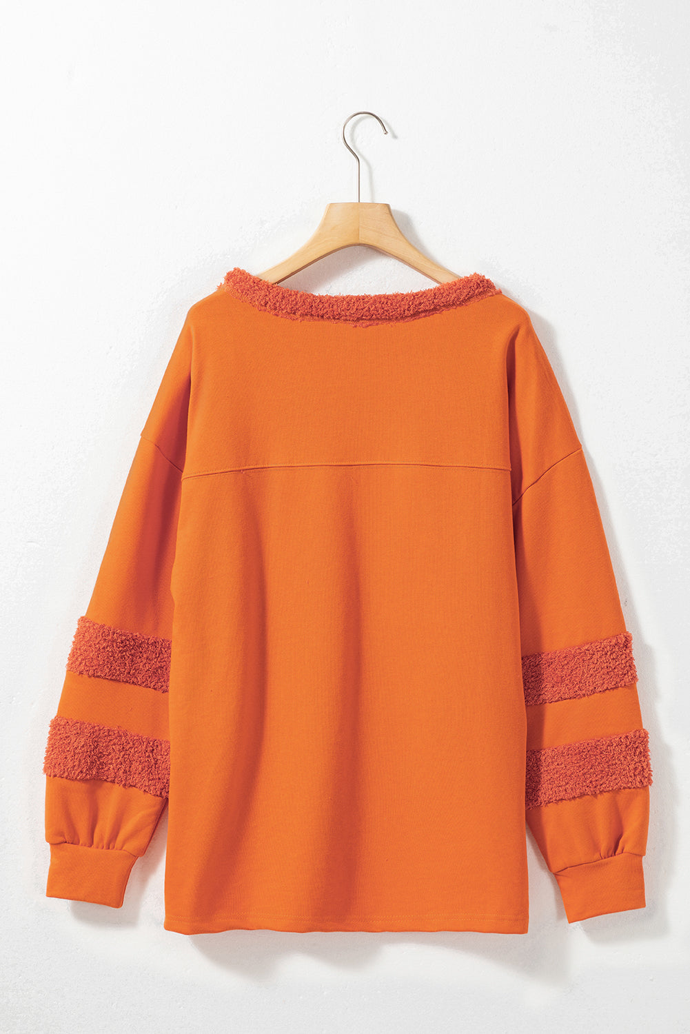 Carrot Fleece Patchwork Side Slits High Low Sweatshirt